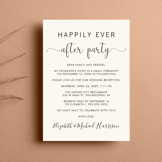 Invitación Boda Recepción de Fiesta Felices para Siempre Crem (From private vows to a grand party - invite family and friends to celebrate your marriage!)