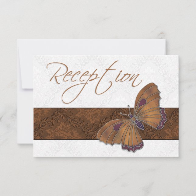 Invitación Boda Recepción Mariposa Brocade marrón (Anverso)