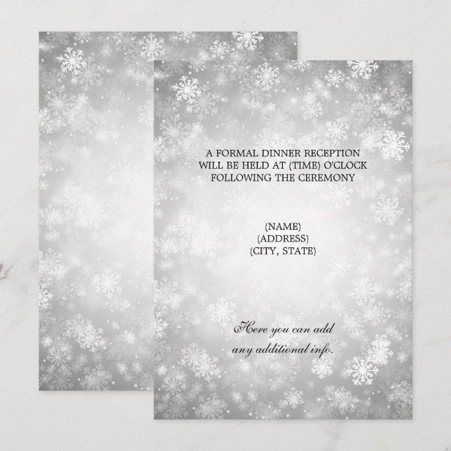 Invitación Boda Recepción Plata Invierno Maravilla (Anverso / Reverso)
