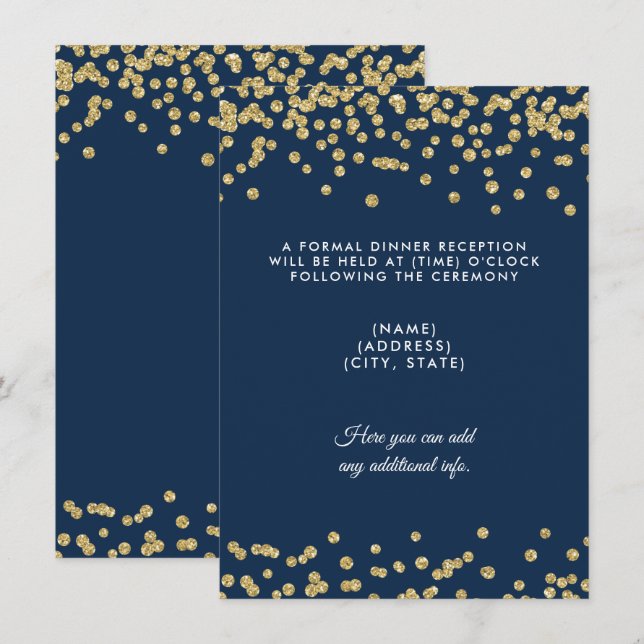 Invitación Boda Recepción Purpurina de Faux de Oro Armada Con (Anverso / Reverso)