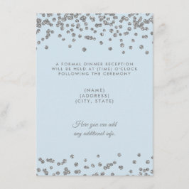 Invitación Boda Recepción Purpurina Plata Confetti Azul Hielo