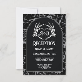 Invitación Boda Recepción Skeleton Corazones Manos Halloween