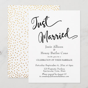 Invitación Boda Recién Casados Recepción, Confeti Dorado