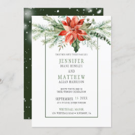 Invitación Boda Red Poinsettia & Evergreens Garland |