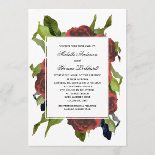 Invitación Boda Red Rose Bouquet Floral