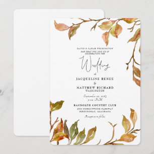 Invitación Boda Redondeada de Otoño Simple y Elegante con Fol