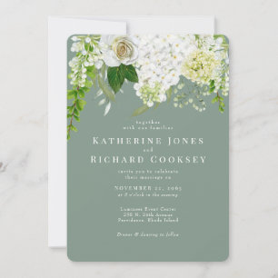Invitación Boda redondeado de hidrangea blanca