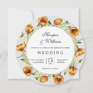 Invitación Boda redondeado de tulipanes de manantiales de col