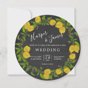 Invitación Boda redondo de limón de limón de color agua