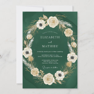 Invitación Boda Refined Woodland Verde Oscuro