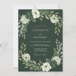 Invitación Boda Refineda Bosque Verde Musgo