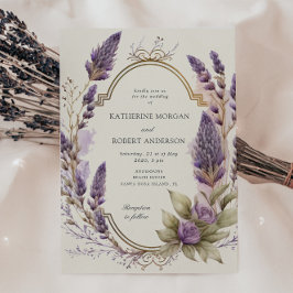 Invitación Boda Regal Floral de Lavanda de color de agua