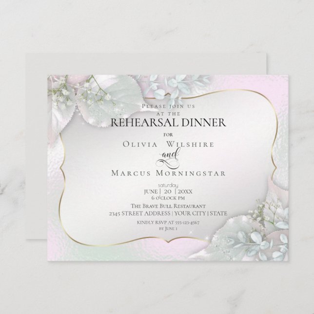 Invitación BODA REHEARSAL | Wispy Pink Shimmer (Anverso / Reverso)