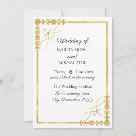 Invitación Boda Relieve metalizado dorado elegante