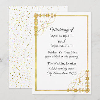 Invitación Boda Relieve metalizado dorado elegante