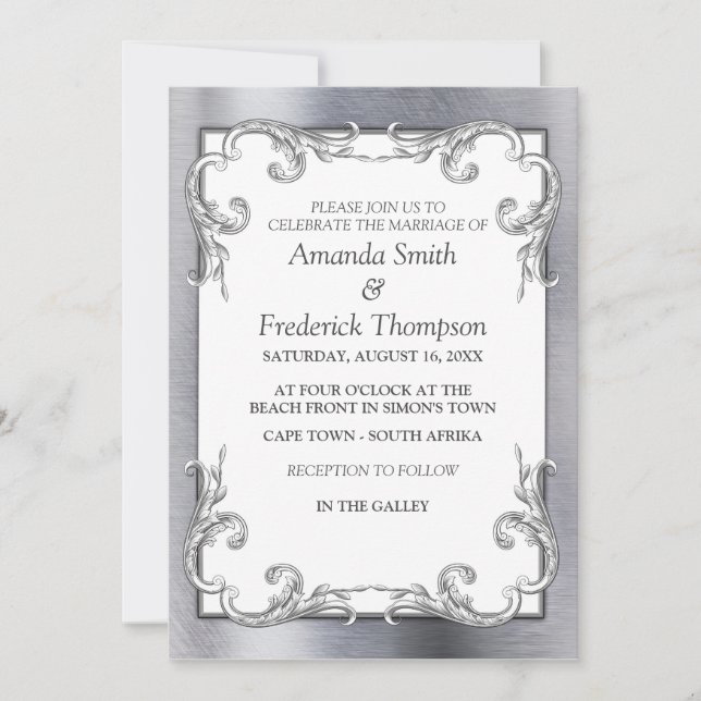 Invitación Boda Relieve metalizado-oro-plata-latón (Anverso)