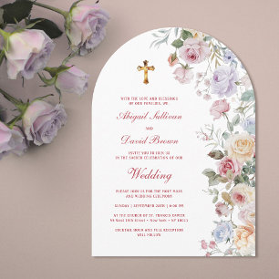 Invitación Boda Religiosa Arco de Rosas
