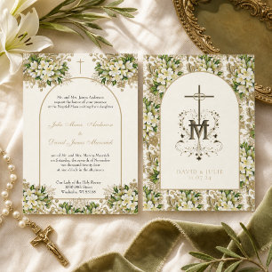 Invitación Boda religiosa católica elegante floral
