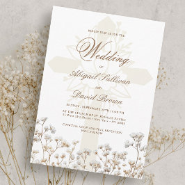 Invitación Boda Religiosa Flores Secas de Bebé