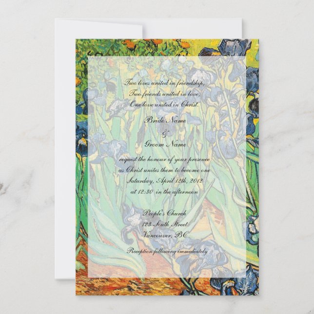Invitación Boda religiosa, Vincent van Gogh, Lirios (Anverso)