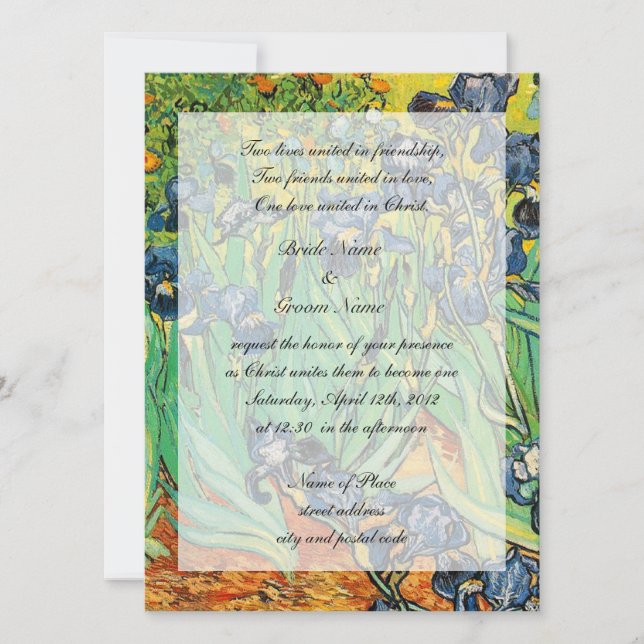 Invitación Boda religiosa, Vincent van Gogh, Lirios (Anverso)