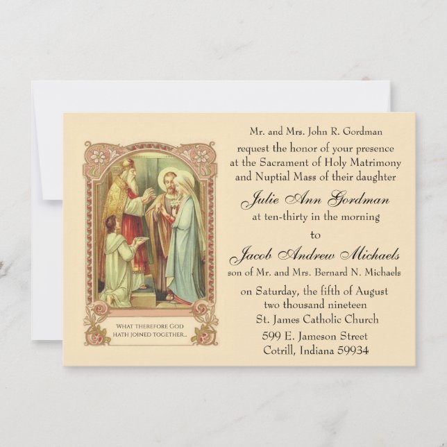 Invitación Boda religioso de cosecha tradicional católica (Anverso)