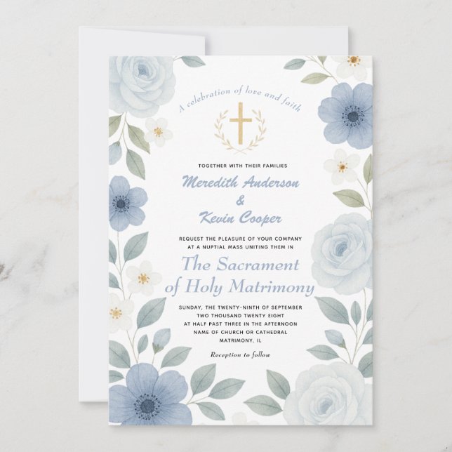 Invitación Boda religioso de la misa nupcial de la Cruz Catól (Anverso)