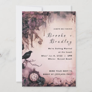 Invitación Boda Reloj Gothic Pink‑Parchment