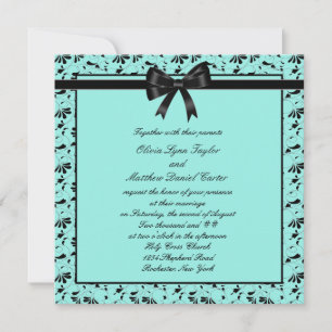 Invitación Boda Remolino Azul Verde Negro Azul Teal