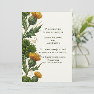 Invitación Boda Remolino de Oro del Cardo Amarillo Escocés