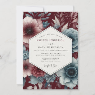 Invitación Boda Renacentista Granate Teal