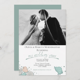 Invitación Boda Renovación de coral marino moderno Verde azul