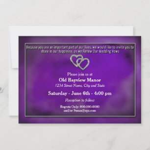 INVITACIÓN BODA RENOVANTE VOTA INVITACIÓN-DOS CORAZONES/PURPL