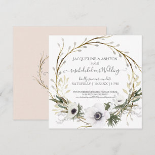 Invitación Boda reprogramado Anemone Rubor verde rosa