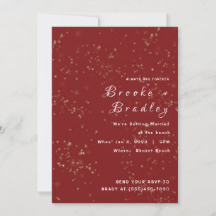 Invitación Boda Resplandor Brillante Rojo