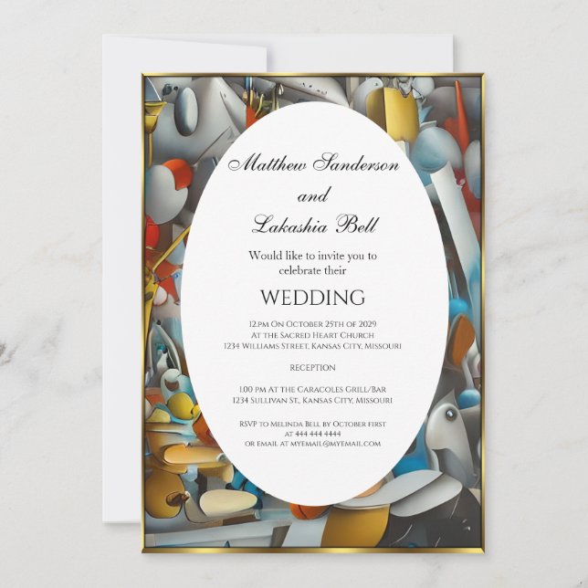 Invitación Boda Resumen colorido elegante moderno (Anverso)