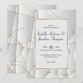 Invitación Boda Resumen de Líneas Doradas de Lujo