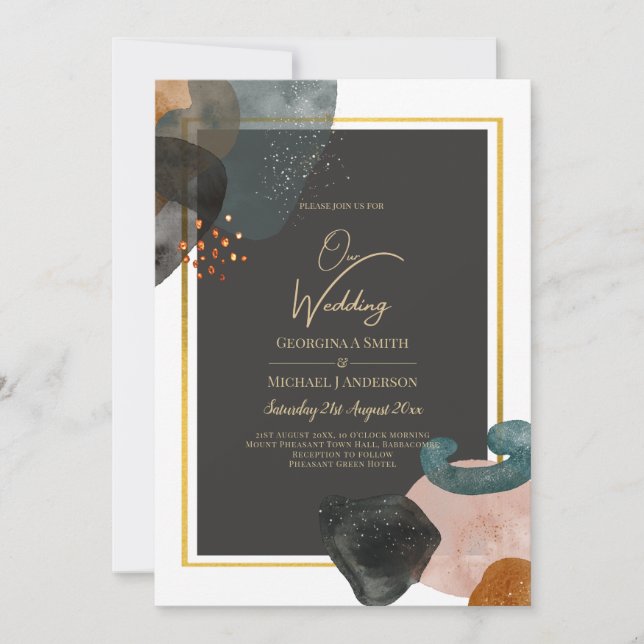 Invitación BODA Resumen de los tonos de la Tierra del PRESUPU (Anverso)