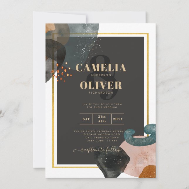 Invitación BODA Resumen de los tonos de la Tierra del PRESUPU (Anverso)