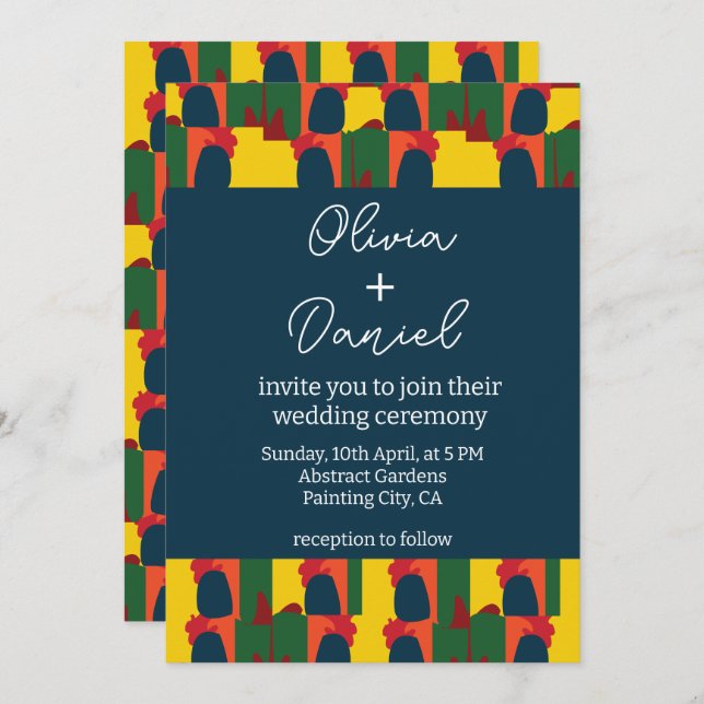 Invitación Boda Resumen de Pintura Colorida (Anverso / Reverso)