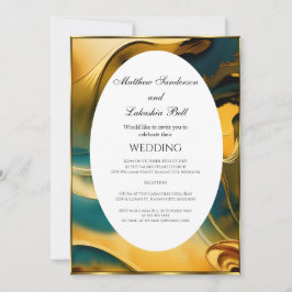 Invitación Boda Resumen oro verde azulado Elegante Moderno