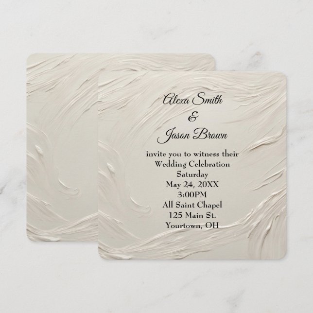 Invitación Boda Resumen Textura de marfil (Anverso / Reverso)