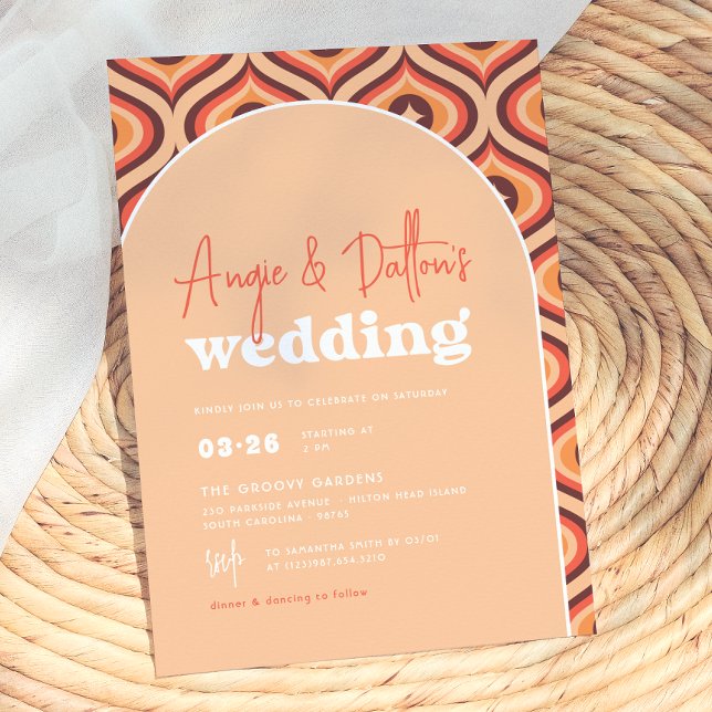 Invitación Boda Retro Arch Naranja Moderno Medio (Subido por el creador)