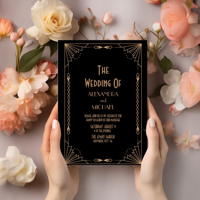 Invitación Boda retro Art Deco oscuro (Subido por el creador)