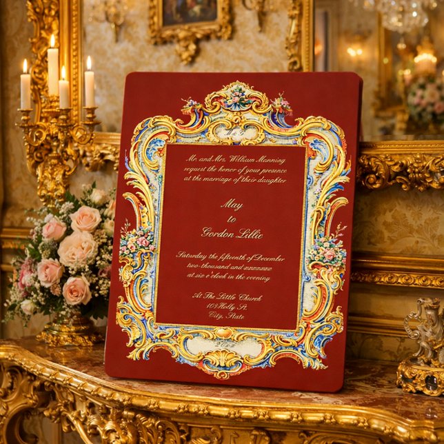Invitación Boda Retro Barroco Rococó Luis XV Colorido (Subido por el creador)