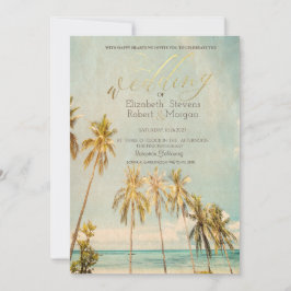 Invitación Boda Retro Beach Palms