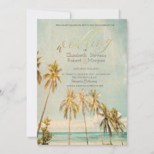 Invitación Boda Retro Beach Palms
