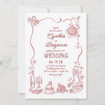 Boda Retro Burgundy Caprichosa y Divertida con Dib