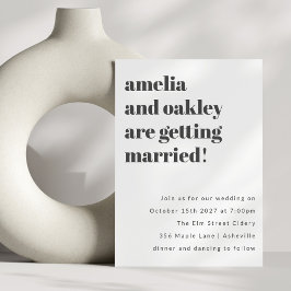 Invitación Boda retro clásico negro negro negrita