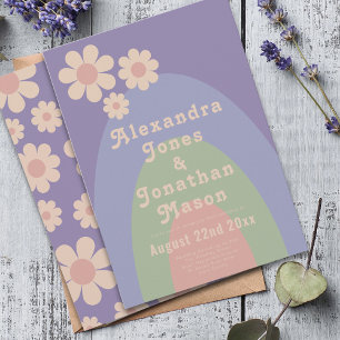 Invitación Boda Retro Colores Pastel Groovy Años 70